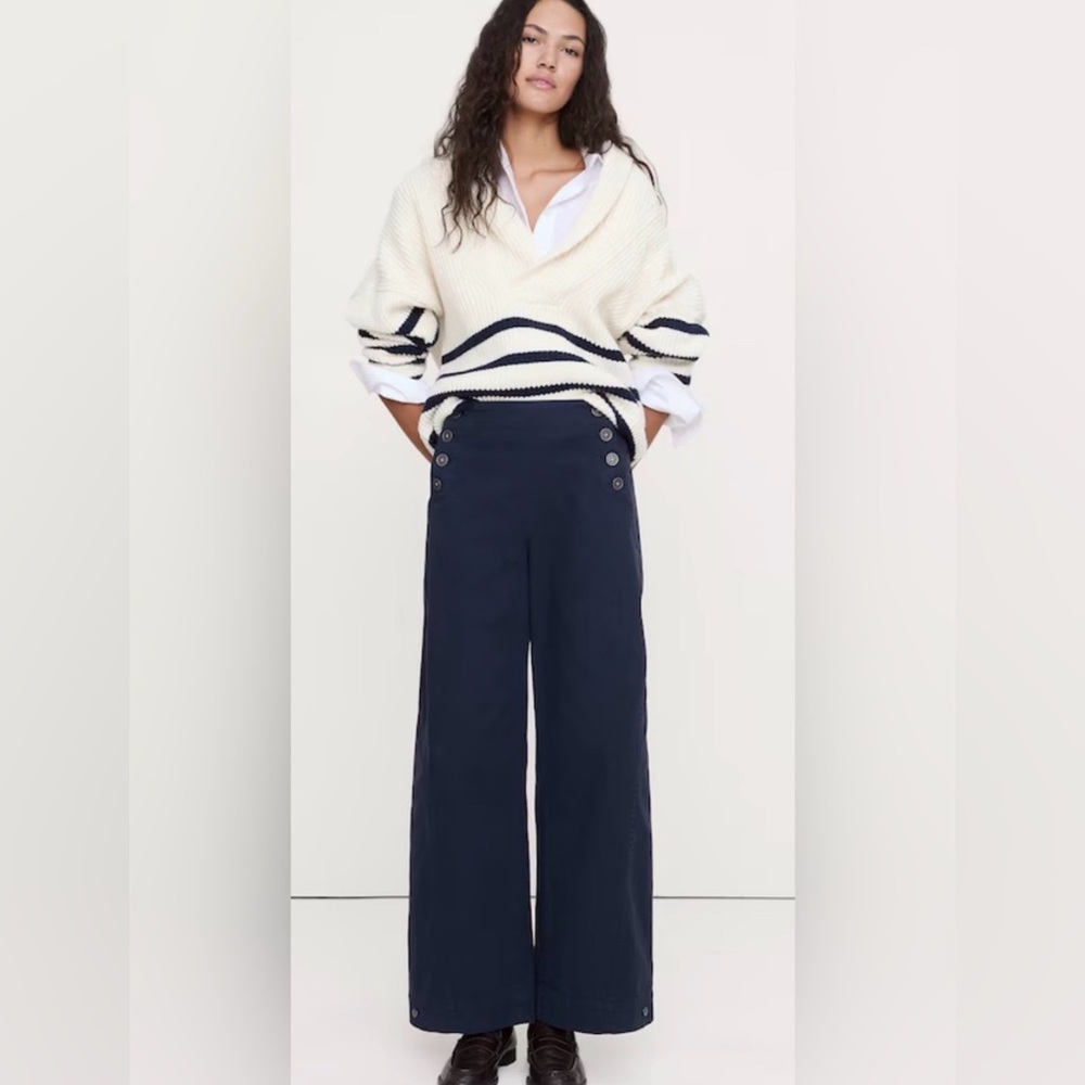 NWT! Banana Republic Navy High Rise Stretch Canvas Sailor Pant - Multiple 🩷